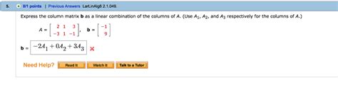 Solved Points Previous Answers Larlinalg Chegg