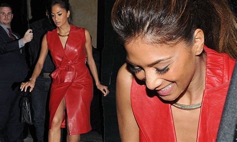 Nicole Scherzinger Wows In A Red Leather Coatdress As She Attends Music Industry Dinner Daily