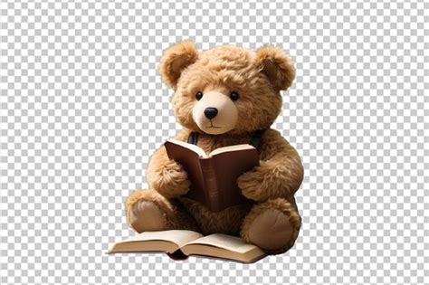 Premium Psd Teddy Bear Reading A Book Sitting In A Forest