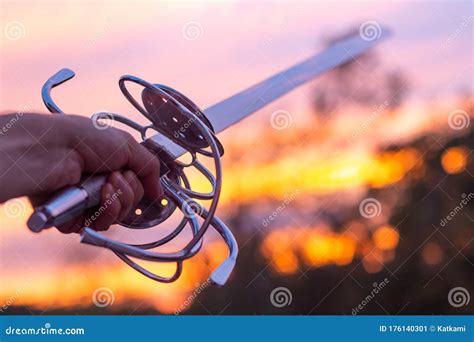 Hand Holding Large Rapier Sword Stock Image Image Of Fashion Courage