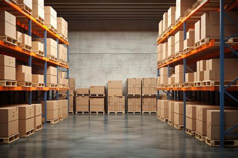 Premium AI Image | a warehouse with a lot of boxes and boxes.