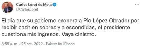 AMLO menciona a Carlos Loret de Mola por caso de Pío López Obrador y