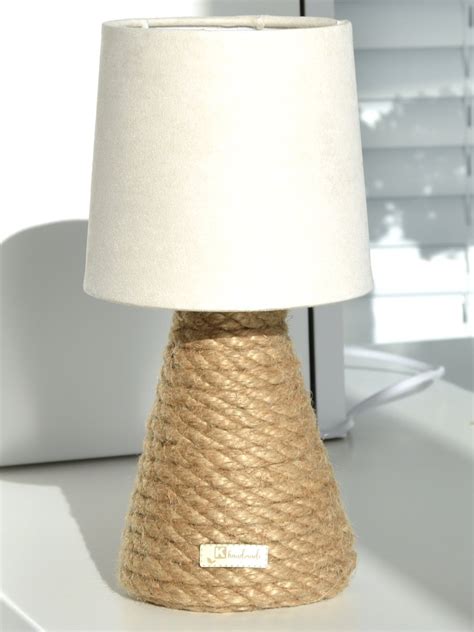 Jutowa lampka stołowa nocna Boho Lampa CREAM naturalny sznurek JUTA