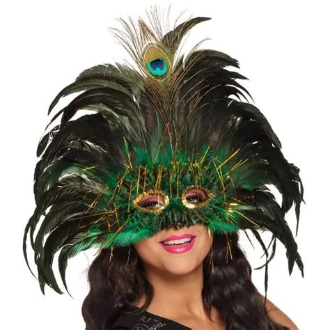 Loup Plumes De Paon Vert Et Or Masques V Nitiens Sur Sparklers Club