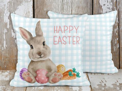 Easter Pillow Cover Easter Bunny Throw Pillow Cover Farmhouse Easter