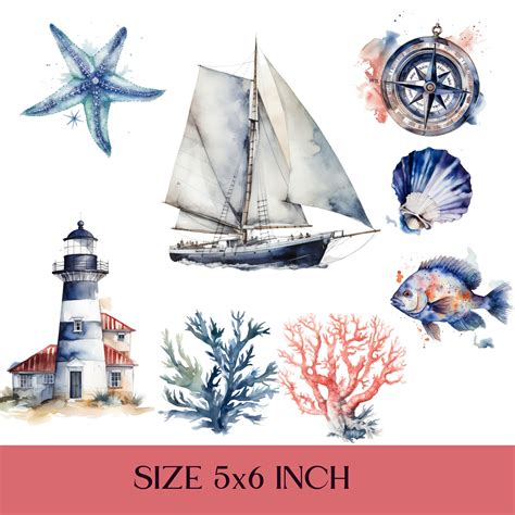 Nautical Watercolor Hamptons Style Clipart Lighthouse - Etsy