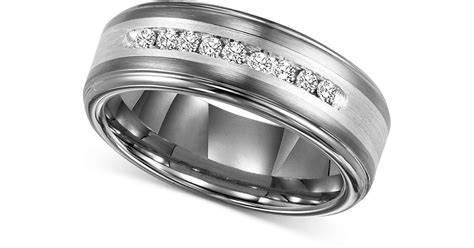 Triton Mens Diamond Wedding Band In Tungsten Carbide 1 4 Ct T W In