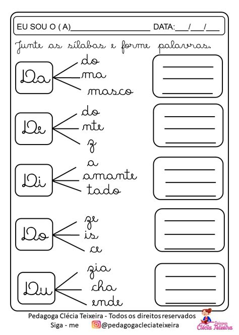 Atividades Para Formar Palavras Cl Cia Teixeira