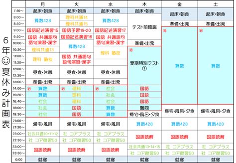 中学受験勉強スケジュールの見える化 NarixmanA