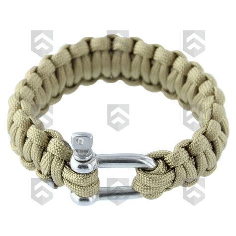 Bracelet De Survie Paracorde 2 3 Cm Coyote Tan Fermoir Manille Inoxydable