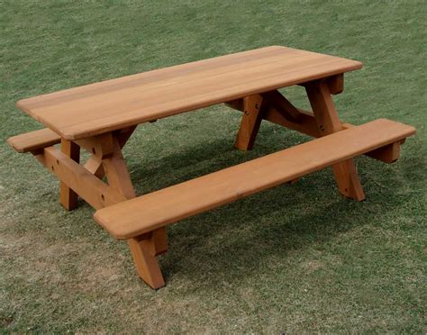 Red Cedar Heavy Duty Picnic Table Wattached Benches