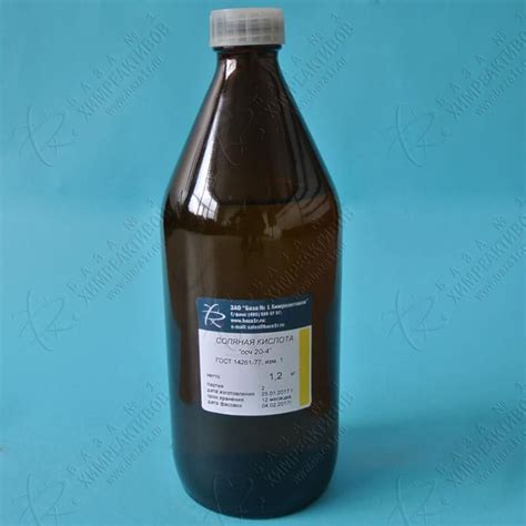 Кислота соляная "хч" 37% ГОСТ 3118-77 (1 литр) - купить с доставкой по ...