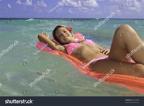 Teenage Girl Pink Bikini Floating On Stock Photo Shutterstock