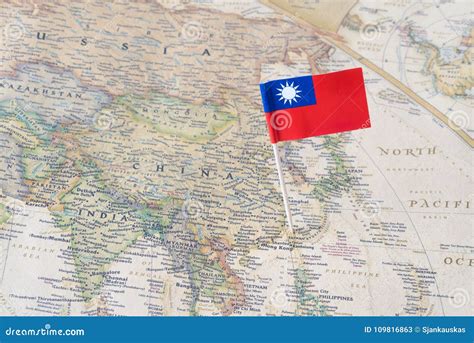 Taiwan Map And Flag Pin Stock Image Image Of Officially 109816863