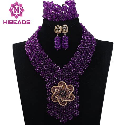 Roxo Colar De Cristal Nigerianos Casamento Beads Africanos J Ias Set