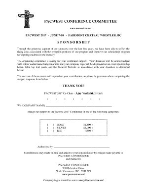 Fillable Online Pacwestcon Pledge Form Pacwest Conference