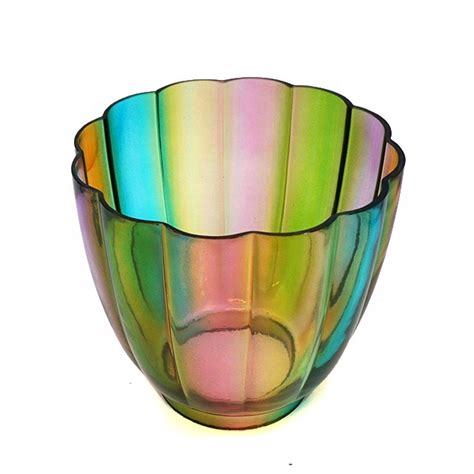 Wholesale Elegant Rainbow Glass Dome Shade Large Ribbed Glass Candle