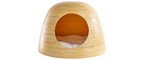 Niche Pour Chat Et Chien Design En Bambou Laqu E Jaune En France