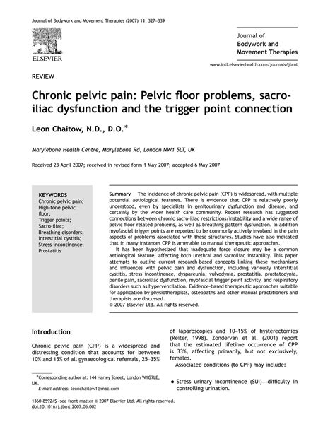 SOLUTION: Chronic Pelvic Pain Pelvic Floor Problems Sacro Iliac