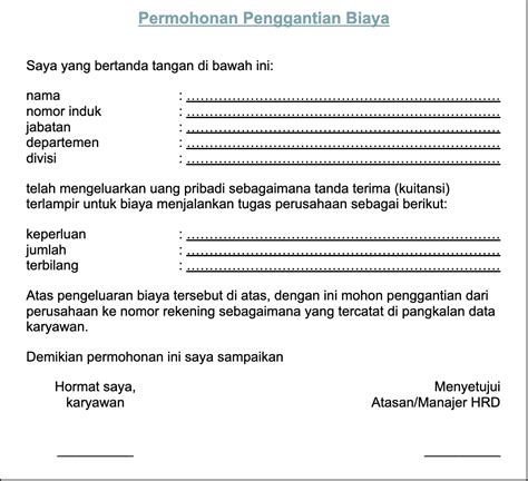 Surat Permohonan Penggantian Biaya Ini Contoh Dan Cara Membuatnya