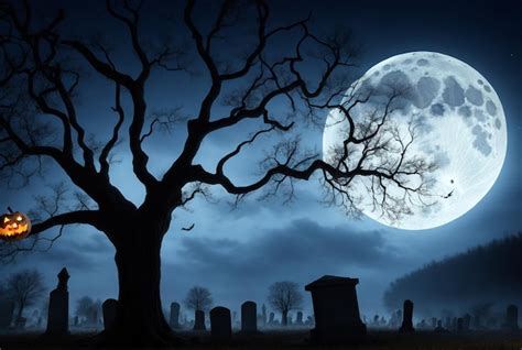 Fondo de halloween con viejas lápidas del cementerio espeluznantes