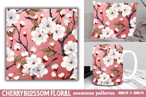 Cherry Blossom Floral Seamless Patterns Graphic By CraftArt Creative