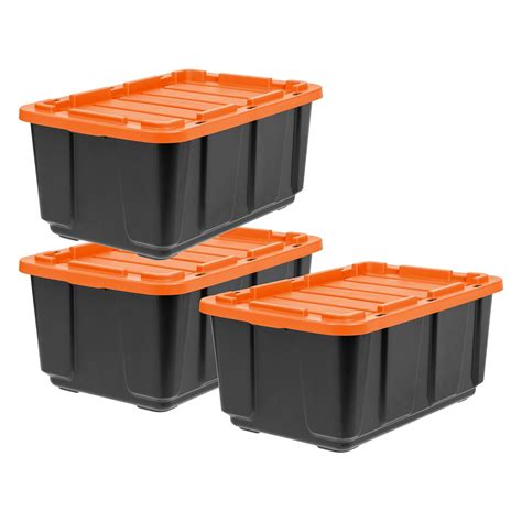 108 qt. (27 gal.) Utility Tough Tote, 3 Pack, Black with Orange Lid – IRIS USA, Inc.