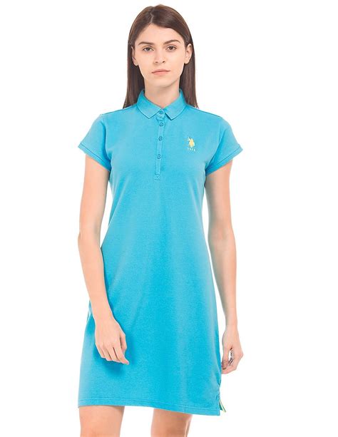 Buy U.S. Polo Assn. Women Solid Polo Collar T-Shirt Dress - NNNOW.com