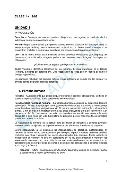 Resumen Primer Parcial 1 Clase 1 3 12 Unidad 1 IntroducciÓn Derecho