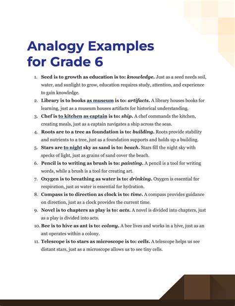 Analogy For Grade 6 100 Examples How To Write Tips