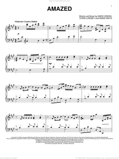 Amazed Intermediate Sheet Music For Piano Solo Pdf