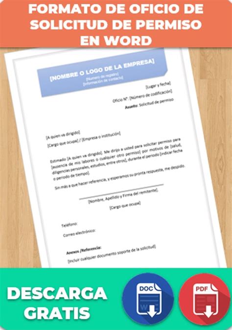 Oficio De Solicitud De Permiso Ejemplos Y Formatos Excel Word Pdf My