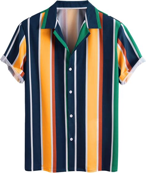 Herren Kurzarmhemd European And American Summer Multicolor Striped