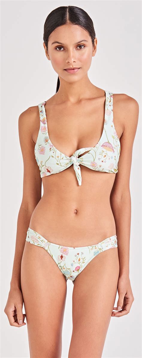 Two Piece Swimwear Floral Bra Bikini With Front Bow Fofa Thai