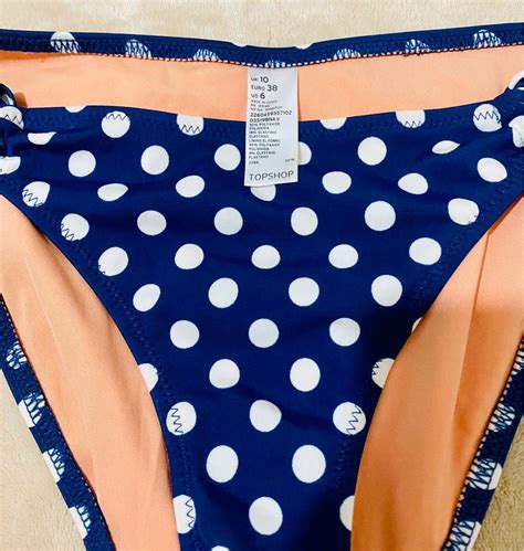 Topshop Blue And White Polka Dot Bikini Set Womens Fashion Swimwear