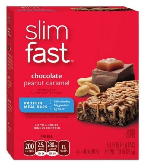 Slimfast Chocolate Peanut Caramel Meal Bars Count Ounce Boxes