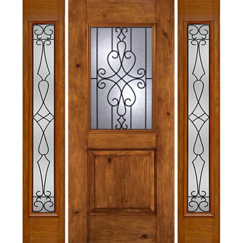 ESWDA 54x80 Exterior Knotty Alder Alder Rustic Plain Panel Single Entry