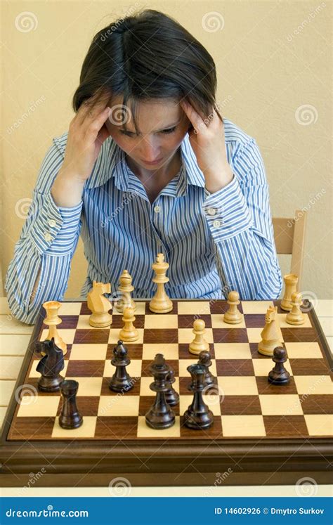 Woman Playing Chess Stock Photo Image Of Attractive