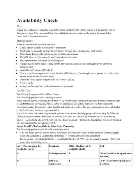 availability check  business computing