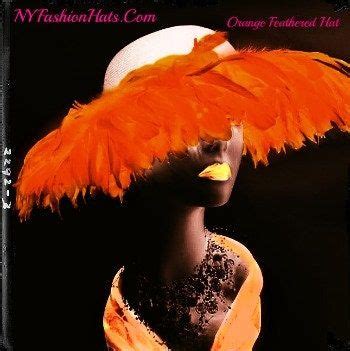 Women S Couture Designer White Orange Feather Fashion Hat Royal Ascot