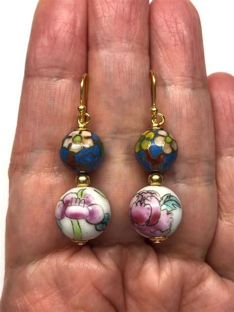 Boucles Doreilles Cloisonn Es Chinoises Boucles Doreilles En Mail