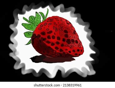 Strawberry Illustration White Black Background Wallpaper Stock ...