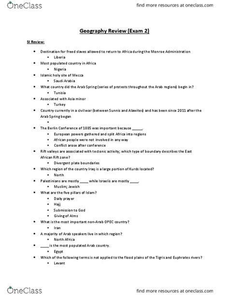 Geog 202 Midterm Geography Review Exam 2 Oneclass