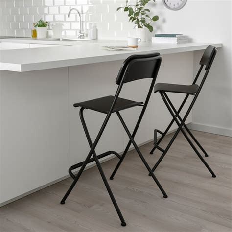 Franklin Bar Stool With Backrest Foldable Black Black Ikea