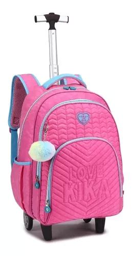 Mochila Feminina Carrinho Rodinha Resistente Notebook Kika