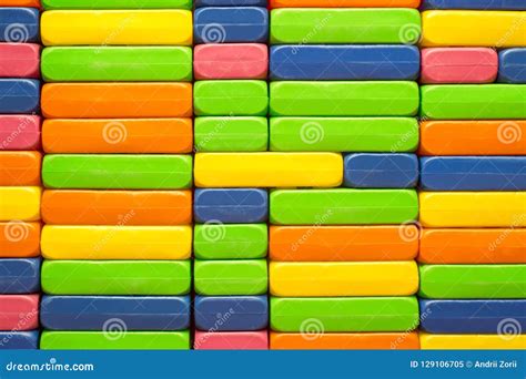 Children`s Constructor Big Pile Plastic Toy Blocks Stock Image Image