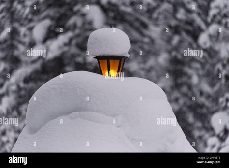 Lantern covered with snow, Lake Louise, Banff National Park, Alberta, Canada Stock Photo - Alamy