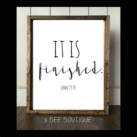 It Is Finished John Quote Bible Verse Verses Gift Good Etsy