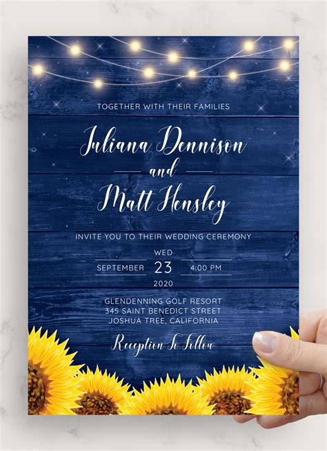 Beautiful Navy Blue Background Wedding Invitation Design Templates For