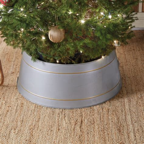 Gold and Galvanized Metal Tree Collar Farmhouse Christmas Décor